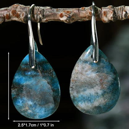 1 Pair Retro Handmade Geometric Alloy natural stone Drop Earrings