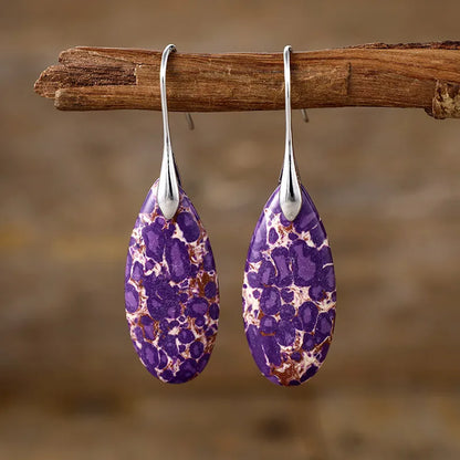 1 pair retro water droplets emperor stone drop earrings