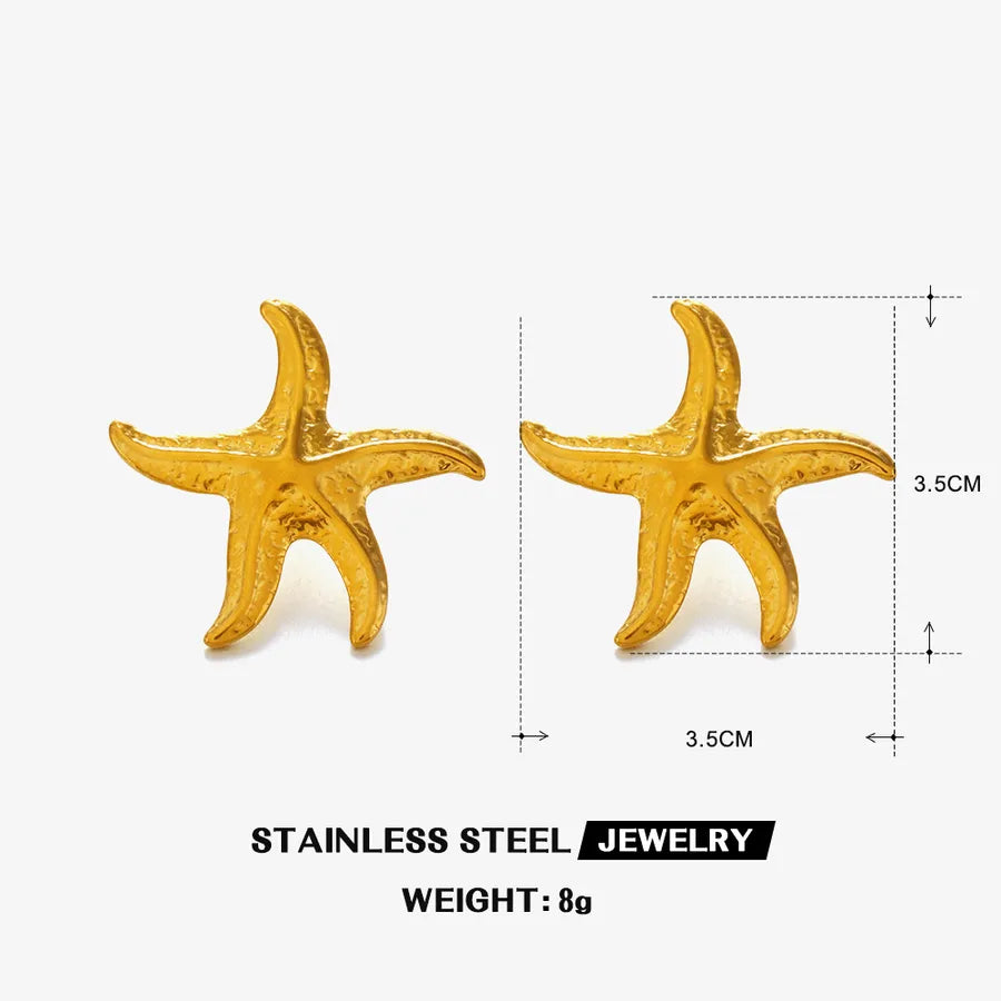 1 Pair Glam Hip-Hop Tropical Starfish 304 Stainless Steel 18K Gold Plated Ear Studs