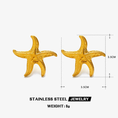 1 Pair Glam Hip-Hop Tropical Starfish 304 Stainless Steel 18K Gold Plated Ear Studs