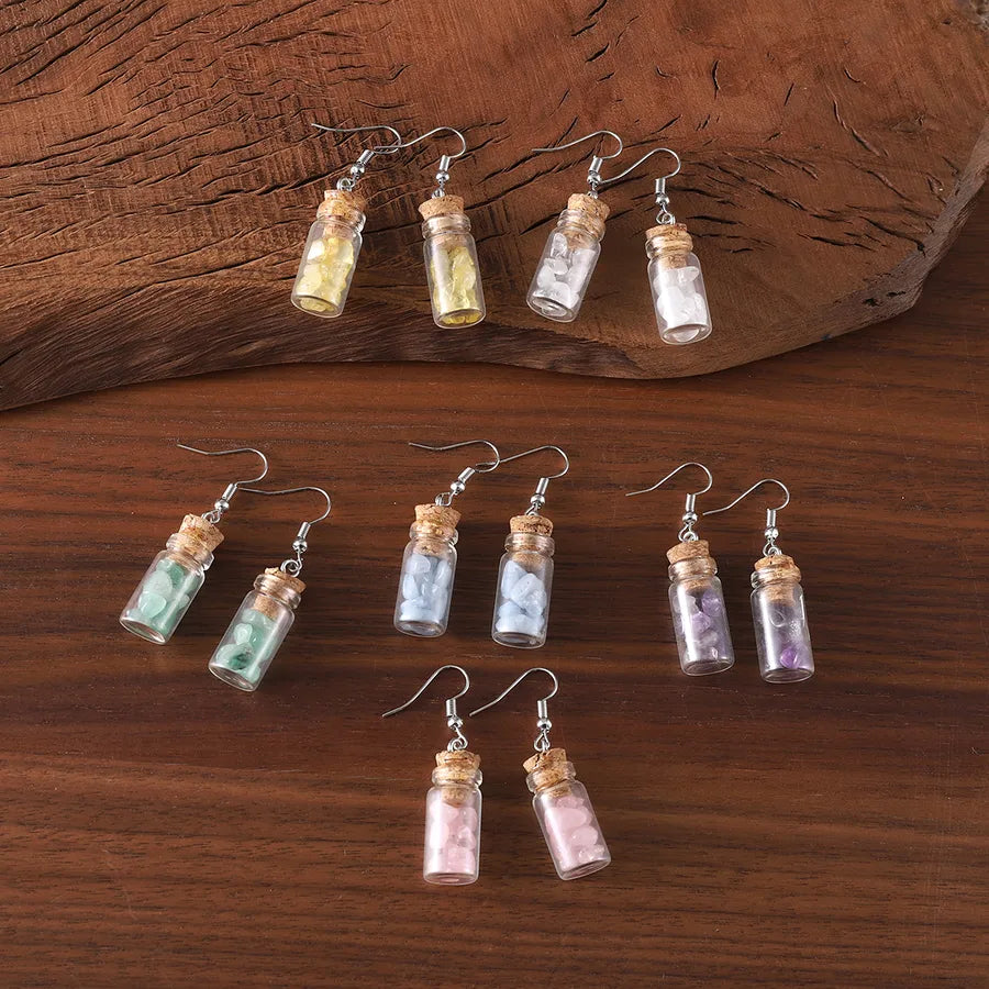 1 Pair Retro Drift bottle natural stone Drop Earrings
