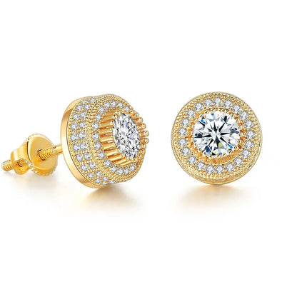 1 Pair Hip-Hop Round Square Heart Shape Plating Inlay Copper Zircon White Gold Plated Gold Plated Ear Studs