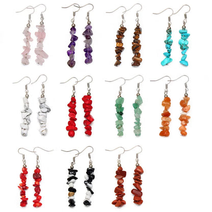 1 pair retro irregular plating natural stone drop earrings