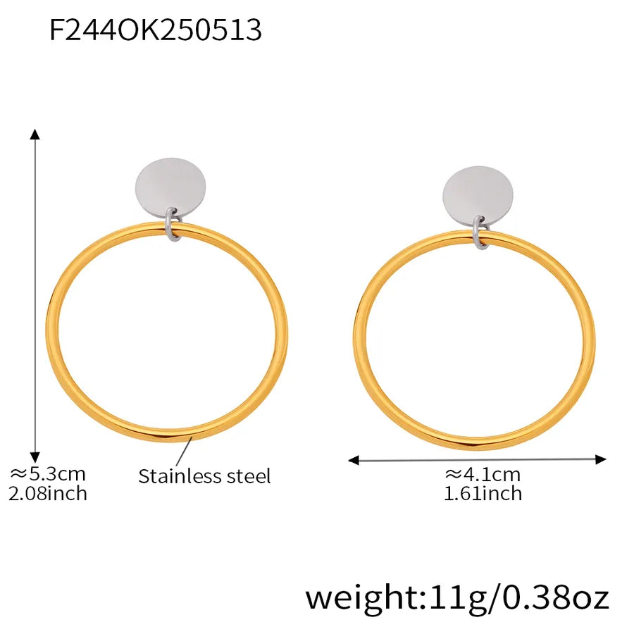 1 Pair Casual Exaggerated Vacation Geometric Polishing Plating 304 Stainless Steel 18K Gold Plated Earrings