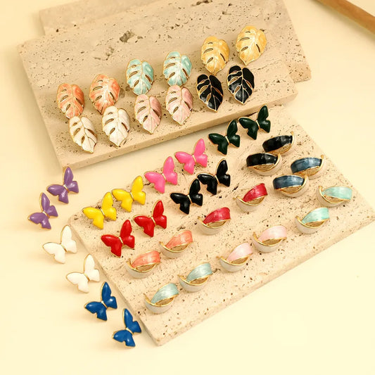 1 Pair IG Style Fairy Style Romantic Leaves Butterfly 304 Stainless Steel Ear Studs
