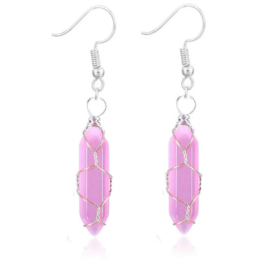 1 Pair Casual Simple Style Geometric natural stone Crystal Iron Drop Earrings