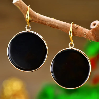 1 Pair Simple Style Round natural stone Drop Earrings