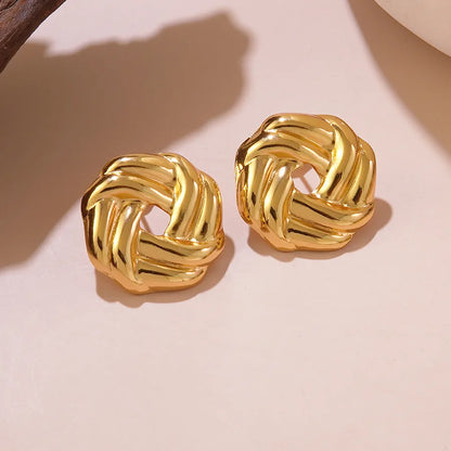 1 Pair IG Style Exaggerated Simple Style Irregular Geometric Round Irregular Hollow Out 304 Stainless Steel Imitation Gold  Ear Studs