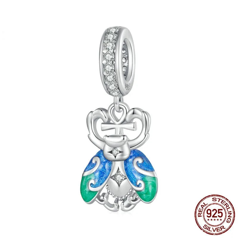 1 Piece 925 Sterling Silver Zircon Insect Dragonfly Pendant Jewelry Accessories