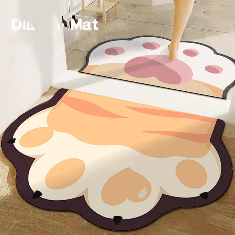 Bathroom diatom mud soft mat absorbent floor mat bathroom door mat toilet door carpet cute cat claw non-slip floor mat