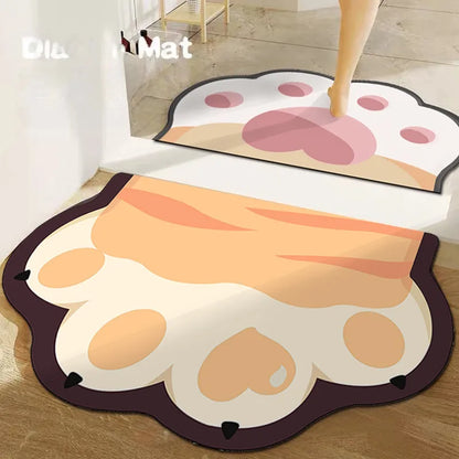 Bathroom diatom mud soft mat absorbent floor mat bathroom door mat toilet door carpet cute cat claw non-slip floor mat