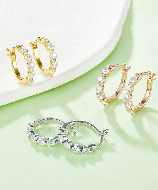 1 Pair 1.0ct Round Brilliant 18K Gold Plated Moissanite VVS1-VVS2 Round Earrings Colorless(DEF)