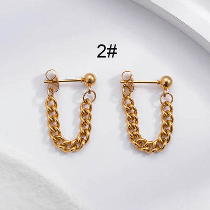 1 Pair Hip-Hop Geometric Cross Feather Plating 316 Stainless Steel  Earrings