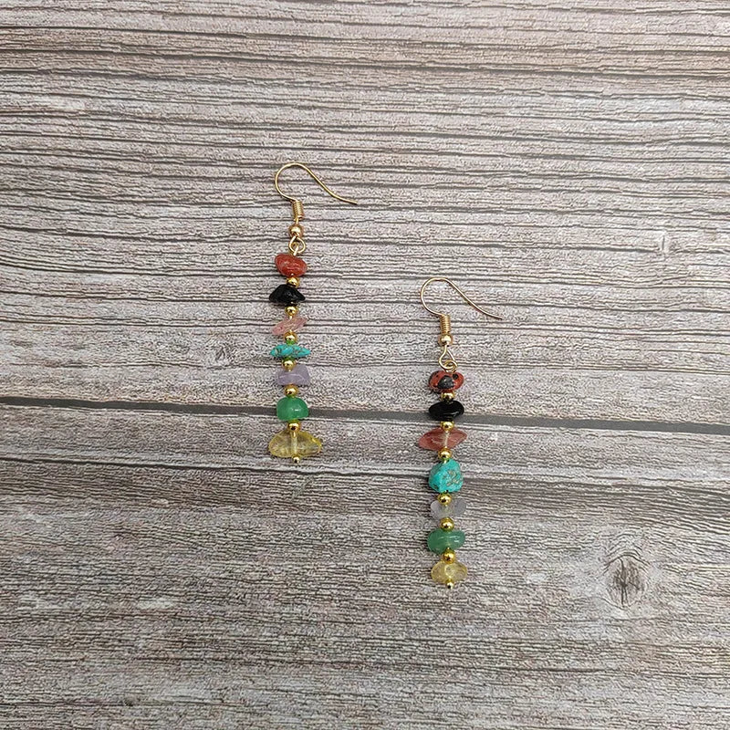 1 pair ethnic style geometric natural stone drop earrings