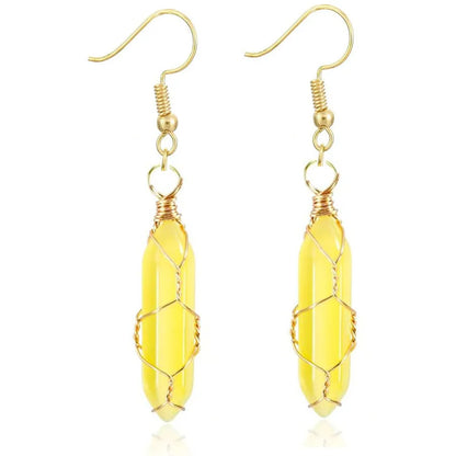 1 Pair Casual Simple Style Geometric natural stone Crystal Iron Drop Earrings