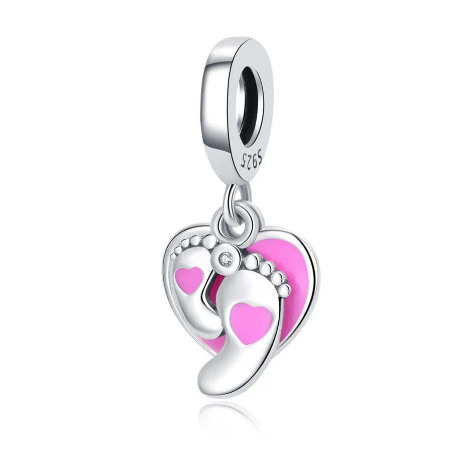 1 Piece 21*9mm 22*12mm 925 Sterling Silver Heart Shape Footprint Polished Pendant Jewelry Accessories