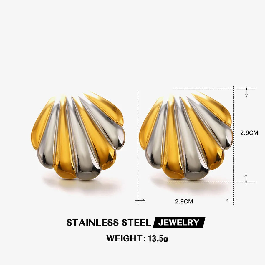 1 Pair Casual Vacation Beach Shell 304 Stainless Steel 18K Gold Plated Ear Studs