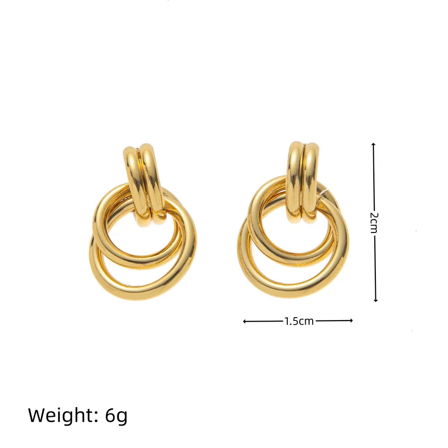 1 Pair Casual Elegant Lady Circle Plating 304 Stainless Steel Gold Plated Ear Studs