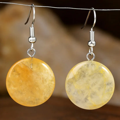 1 Pair Vintage Style Simple Style Round Handmade natural stone Drop Earrings