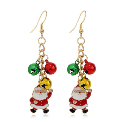 1 Pair Christmas Fashion Christmas Tree Bell Snowman Alloy Drop Earrings