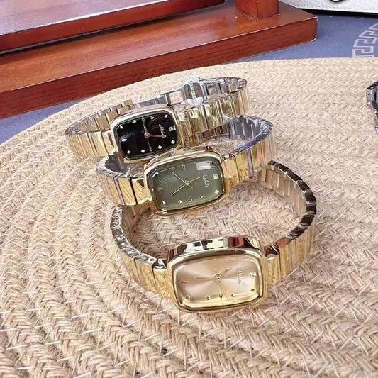Minimalist Retro Roman Dial Quartz Steel Strap Watch Elegance Simplicity Fashionable Women's Square Face Mineral Glass Lens