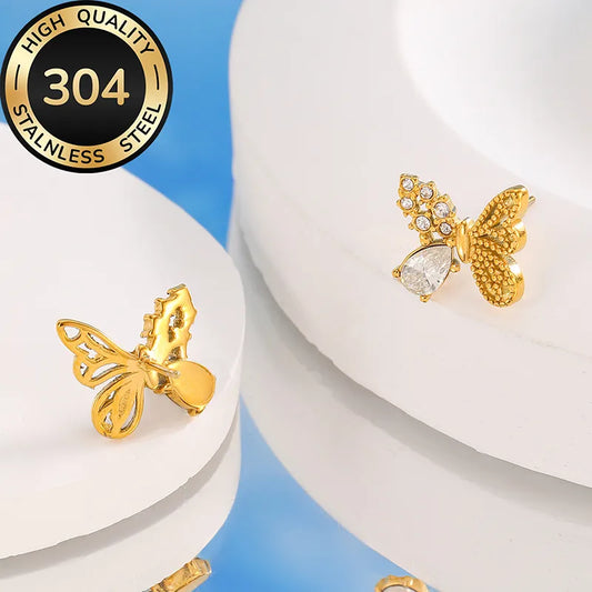 1 Pair Exaggerated Romantic Artistic Butterfly Butterfly 304 Stainless Steel 18K Gold Plated Ear Studs