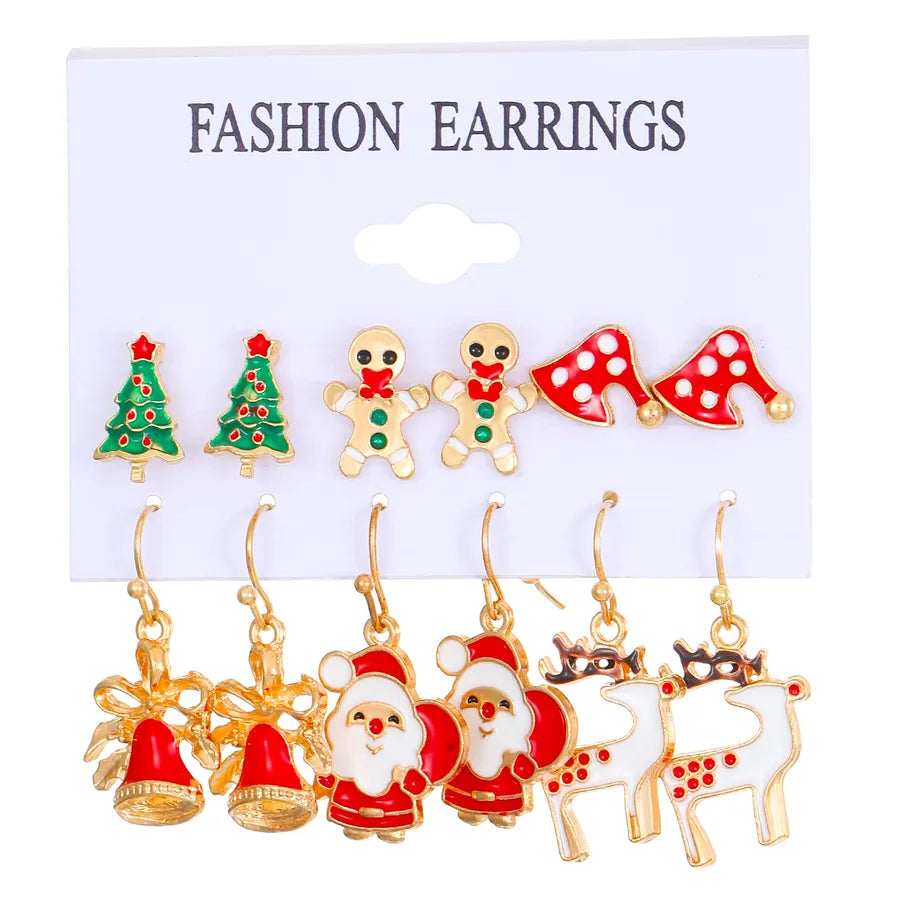 1 Pair Christmas Cute Christmas Tree Santa Claus Elk Plating Alloy Drop Earrings