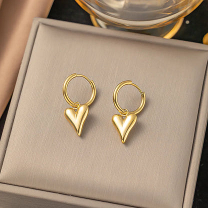 1 Pair IG Style Elegant Vintage Style Heart Shape Flower Butterfly 304 Stainless Steel Drop Earrings Ear Studs