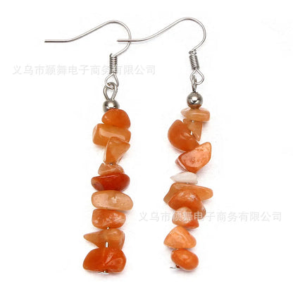 1 pair retro irregular plating natural stone drop earrings