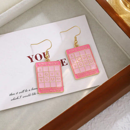 1 Pair Casual Sweet Heart Shape Enamel Alloy Drop Earrings