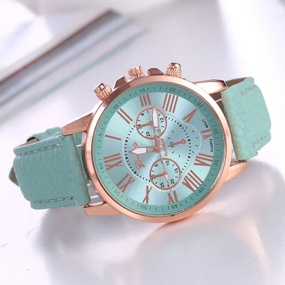 casual solid color buckle quartz women's watches