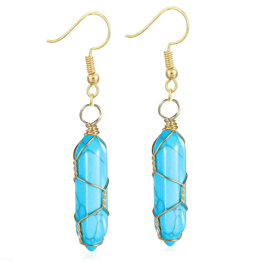 1 Pair Casual Simple Style Geometric natural stone Crystal Iron Drop Earrings