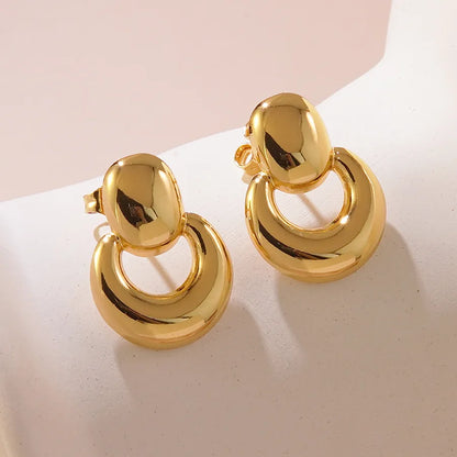1 Pair IG Style Exaggerated Simple Style Irregular Geometric Round Irregular Hollow Out 304 Stainless Steel Imitation Gold  Ear Studs