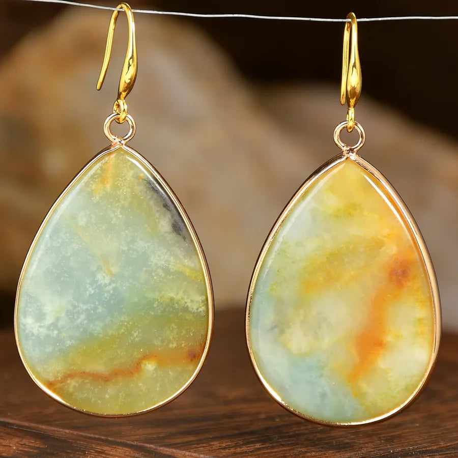 1 Pair Elegant Luxurious Water Droplets natural stone Drop Earrings