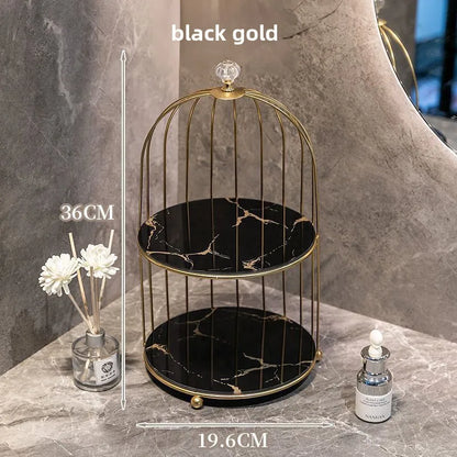 Iron bird cage desktop storage rack home decoration cosmetics wash dressing table organizing storage rack