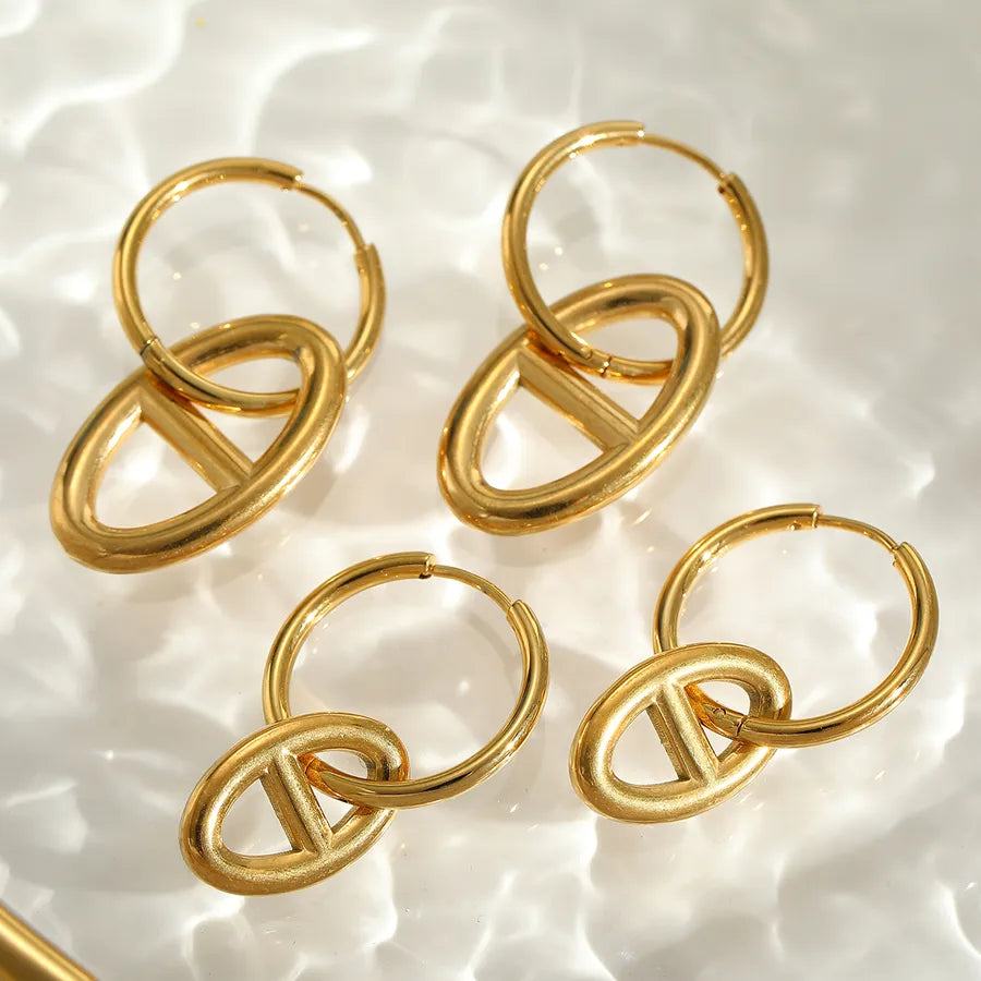 1 Pair Elegant Simple Style Artistic Geometric Plating 304 Stainless Steel 18K Gold Plated Earrings