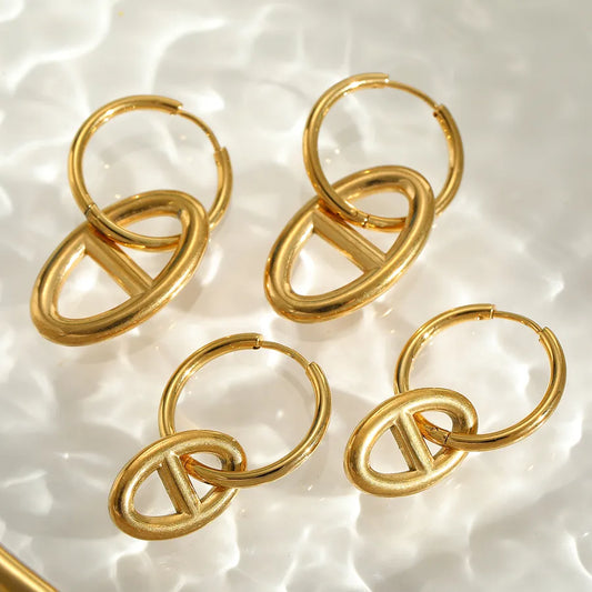 1 Pair Elegant Simple Style Artistic Geometric Plating 304 Stainless Steel 18K Gold Plated Earrings