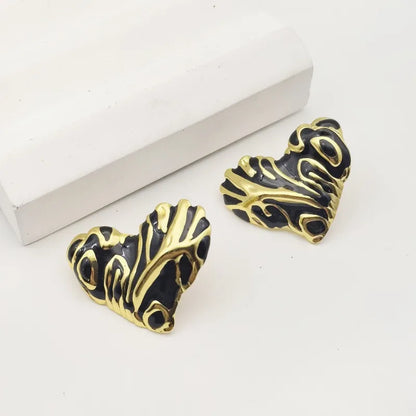 1 Pair Classical Retro Heart Shape 304 Stainless Steel Butterfly Backs Ear Studs