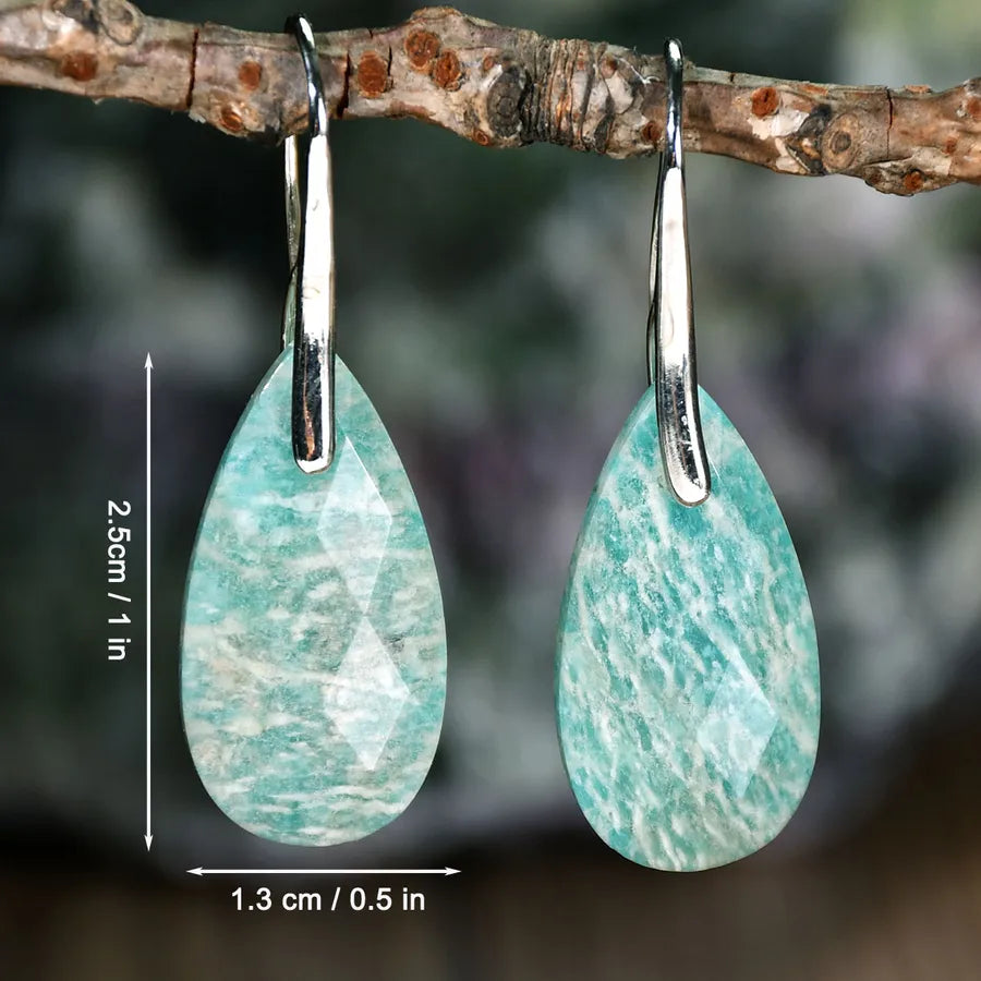 1 Pair Retro Handmade Geometric Alloy natural stone Drop Earrings