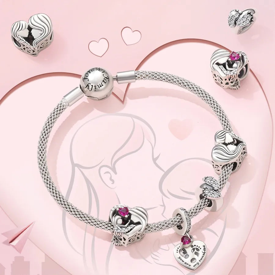 1 Piece 10*20cm Hole 4~4.9mm 925 Sterling Silver Zircon Paw Print Heart Shape Polished Pendant Beads Jewelry Accessories