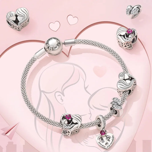 1 Piece 10*20cm Hole 4~4.9mm 925 Sterling Silver Zircon Paw Print Heart Shape Polished Pendant Beads Jewelry Accessories