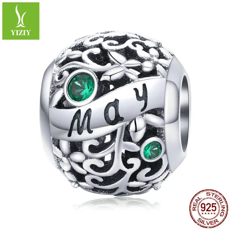 1 Piece 925 Sterling Silver Birthstone Solid Color Jewelry Accessories