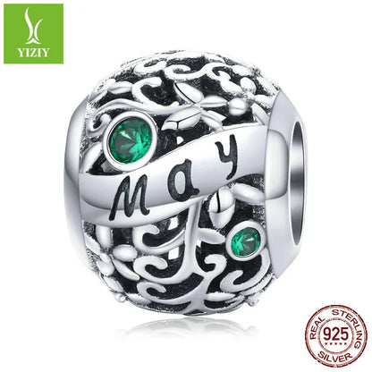 1 Piece 925 Sterling Silver Birthstone Solid Color Jewelry Accessories