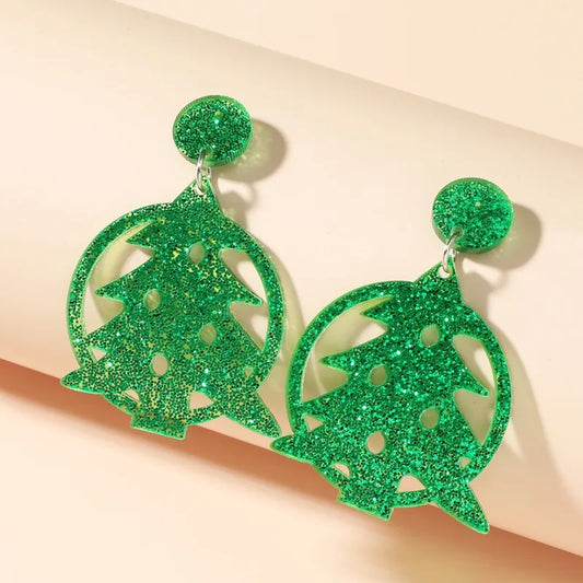 1 Pair Cute Christmas Tree Elk Arylic Drop Earrings
