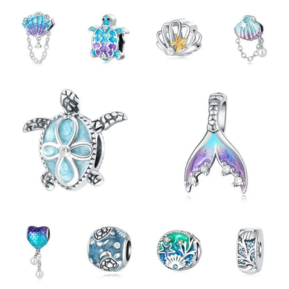 1 Piece 925 Sterling Silver Pearl Zircon Tortoise Polished Pendant Beads Spacer Bars Jewelry Accessories