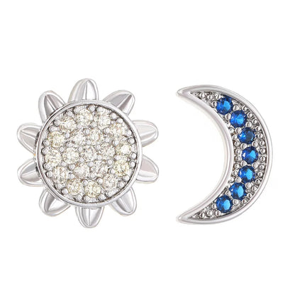 1 Pair Elegant Sun Moon Plating 304 Stainless Steel Ear Studs