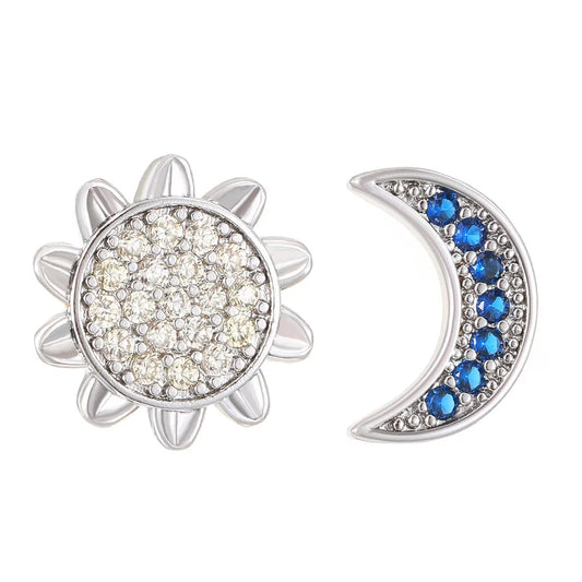 1 Pair Elegant Sun Moon Plating 304 Stainless Steel Ear Studs