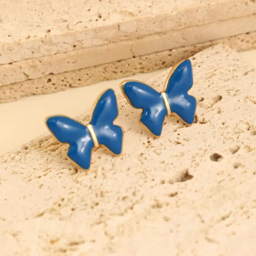 1 Pair IG Style Fairy Style Romantic Leaves Butterfly 304 Stainless Steel Ear Studs