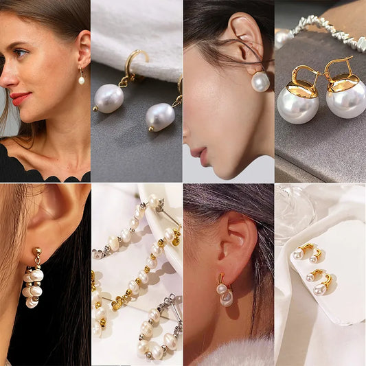 1 Pair IG Style Baroque Style Geometric Irregular 316L Stainless Steel  Copper Imitation Pearl Freshwater Pearl 14K Gold Plated 18K Gold Plated Drop Earrings Ear Studs