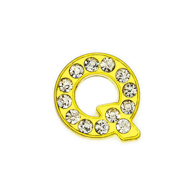 1 Piece 12mm Hole 6~9.9mm Alloy Rhinestones Letter DIY Ornament Accessories Beads